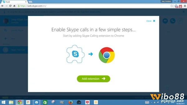 Đăng nhập Skype bằng trình duyệt Chrome
