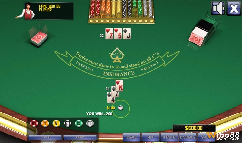 Game bài Backjack cho phép người chơi tùy chỉnh mức cược