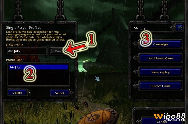 Người chơi đặt tên cho tài khoản của mình trong phần "New Profile"