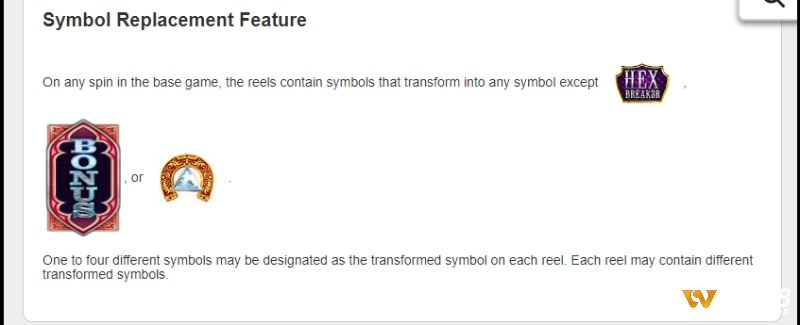 Trong Symbol Replacement Feature, 1 trong 4 biểu tượng có thể làm biểu tượng thay thế