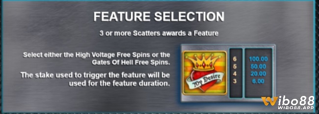Thu thập từ 3 đến 6 Scatter để kích hoạt tính năng Free Spins với 2 phần thưởng bổ sung