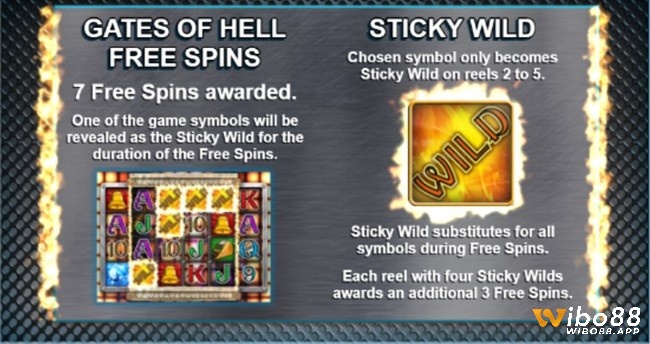 Tính năng Gates Of Hell Free Spins cung cấp 7 vòng quay miễn phí và các Sticky Wilds
