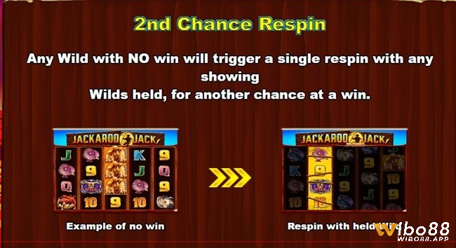 Wild kích hoạt tính năng Second Chance Respin trong vòng quay không thắng