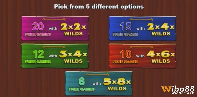 Lựa chọn 1 trong 5 tính năng thưởng bổ sung khi Free Games được kích hoạt