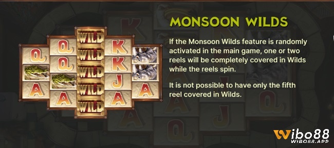 1 hoặc 2 cuộn phim được bao phủ bởi các biểu tượng hoang dã trong Monsoon Wilds