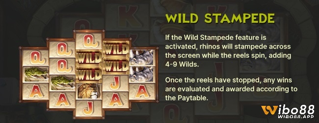 4 - 9 biểu tượng hoang dã được thêm vào guồng trong tính năng Wild Stampede
