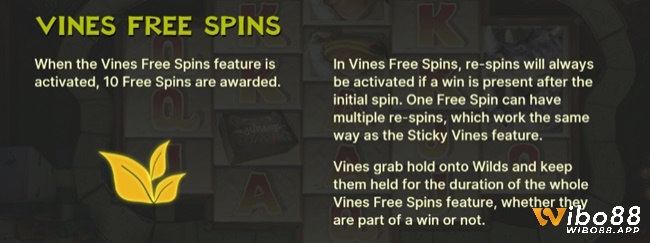Nhận 10 vòng quay miễn phí với tính năng tương tự Sticky Vines trong Vines Free Spins