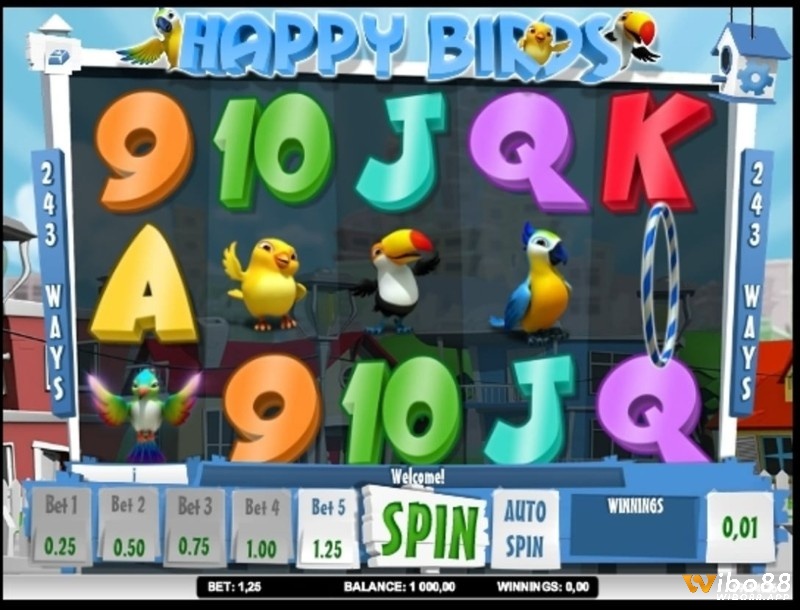 Happy Bird là game slot có biểu tượng zWILD là chim