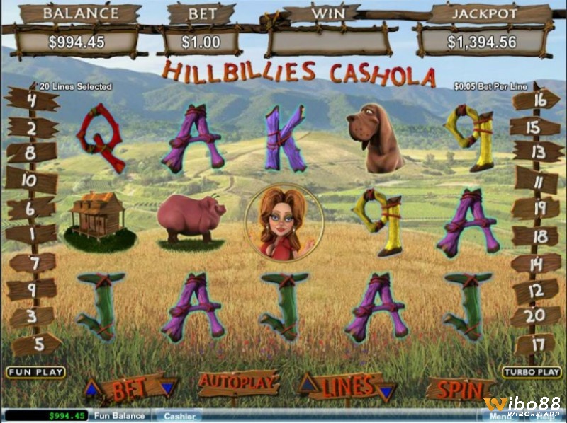 Hillbillies Cashola slot được phát hành bởi RTG