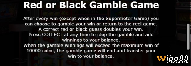 Tính năng Red or Black Gamble Game giúp bạn x2 lần tiền thắng cược